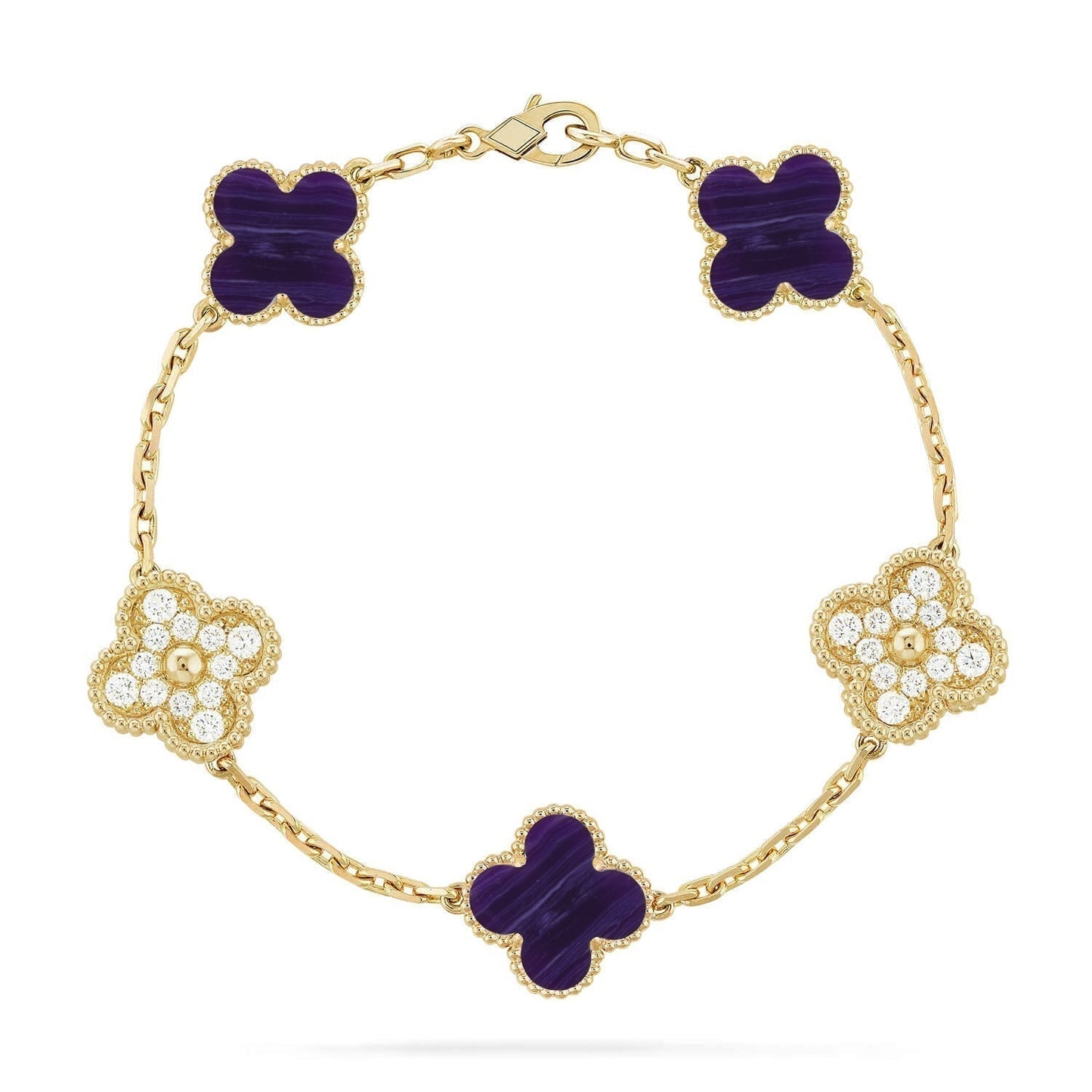 [Rose Tomorrow]CLOVER 5 MOTIF PURPLE STRIPES BRACELET COLLECTION