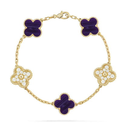 [Rose Tomorrow]CLOVER 5 MOTIF PURPLE STRIPES BRACELET COLLECTION