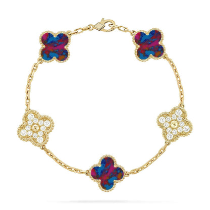 [Rose Tomorrow]CLOVER 5 MOTIF COLOR GEMSTONES BRACELET COLLECTION