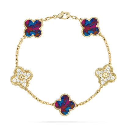 [Rose Tomorrow]CLOVER 5 MOTIF COLOR GEMSTONES BRACELET COLLECTION