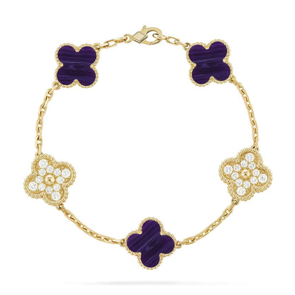 [Rose Tomorrow]CLOVER 5 MOTIF PURPLE STRIPES BRACELET COLLECTION