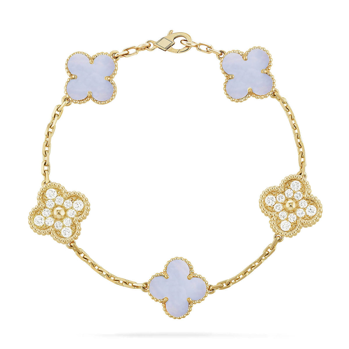 [Rose Tomorrow] CLOVER 5 MOTIF PURPLE CHALCEDONY BRACELET COLLECTION