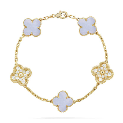 [Rose Tomorrow] CLOVER 5 MOTIF PURPLE CHALCEDONY BRACELET COLLECTION