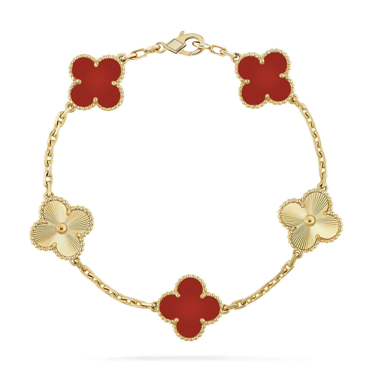 [Rose Tomorrow] CLOVER 5 MOTIF RED CORNELIAN BRACELET COLLECTION