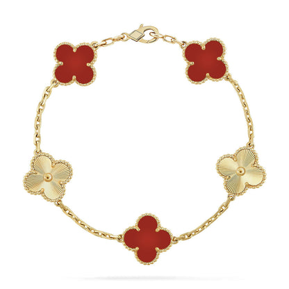[Rose Tomorrow] CLOVER 5 MOTIF RED CORNELIAN BRACELET COLLECTION