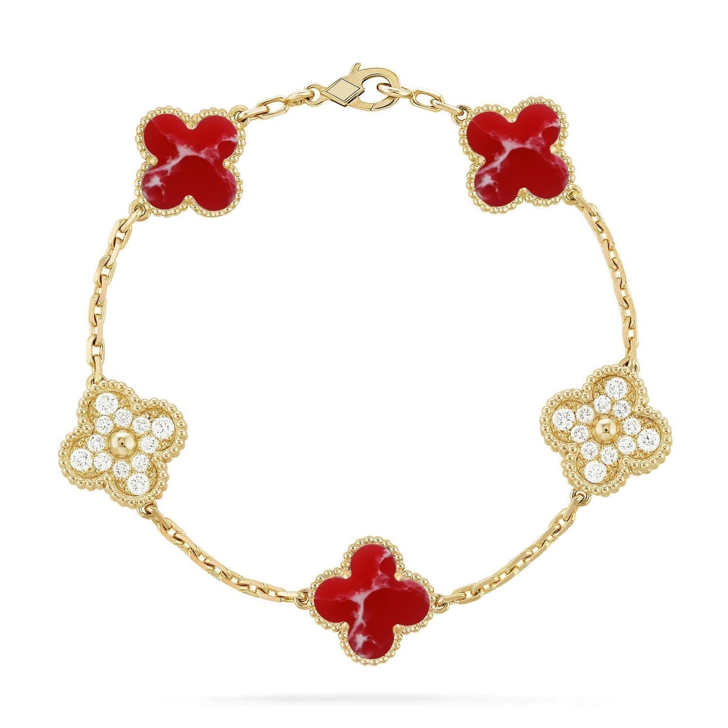 [Rose Tomorrow]CLOVER 5 MOTIF RED PATTERN BRACELET COLLECTION