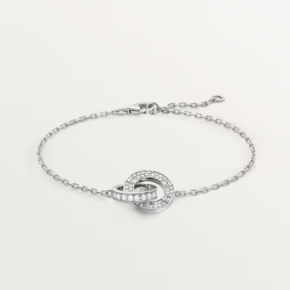 [Rose Tomorrow]LOVE DOUBLE RING FULL DIAMOND BRACELET