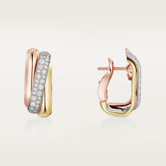 [Rose Tomorrow]TRINITY HALF DIAMOND  CUSHION EARRINGS