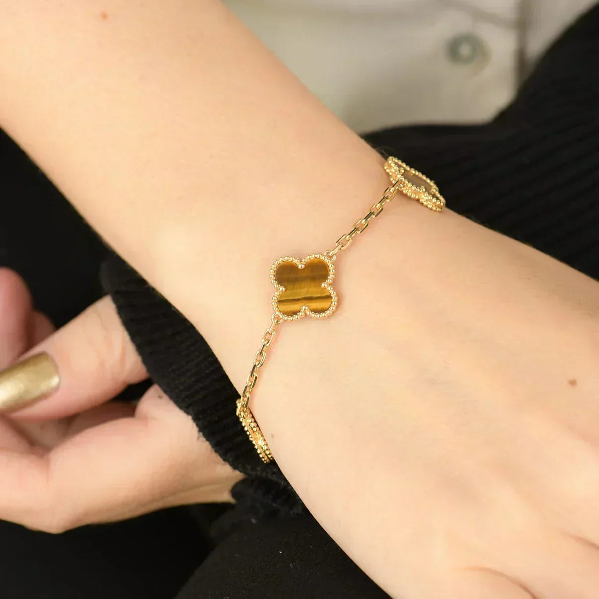[Rose Tomorrow] CLOVER 5 MOTIFS TIGER EYE BRACELET COLLECTION