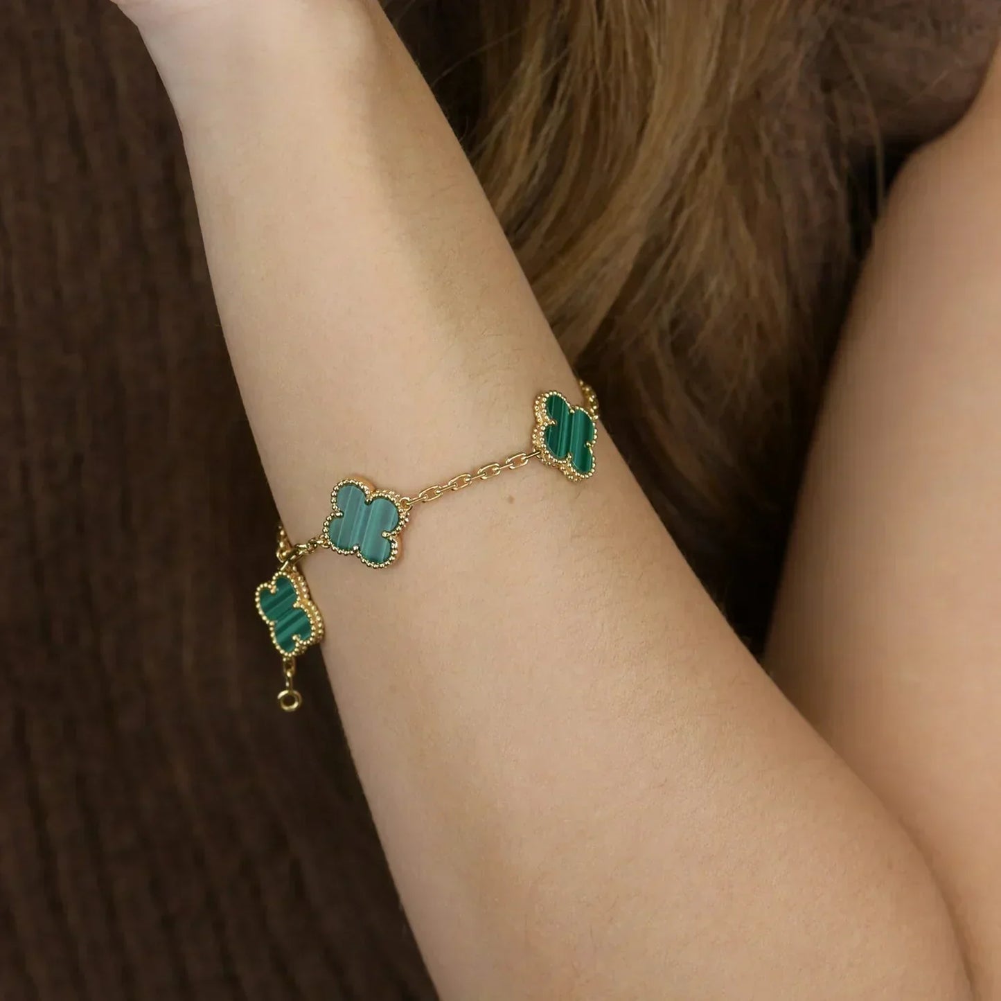 [Rose Tomorrow] CLOVER 5 MOTIF MALACHITE BRACELET COLLECTION