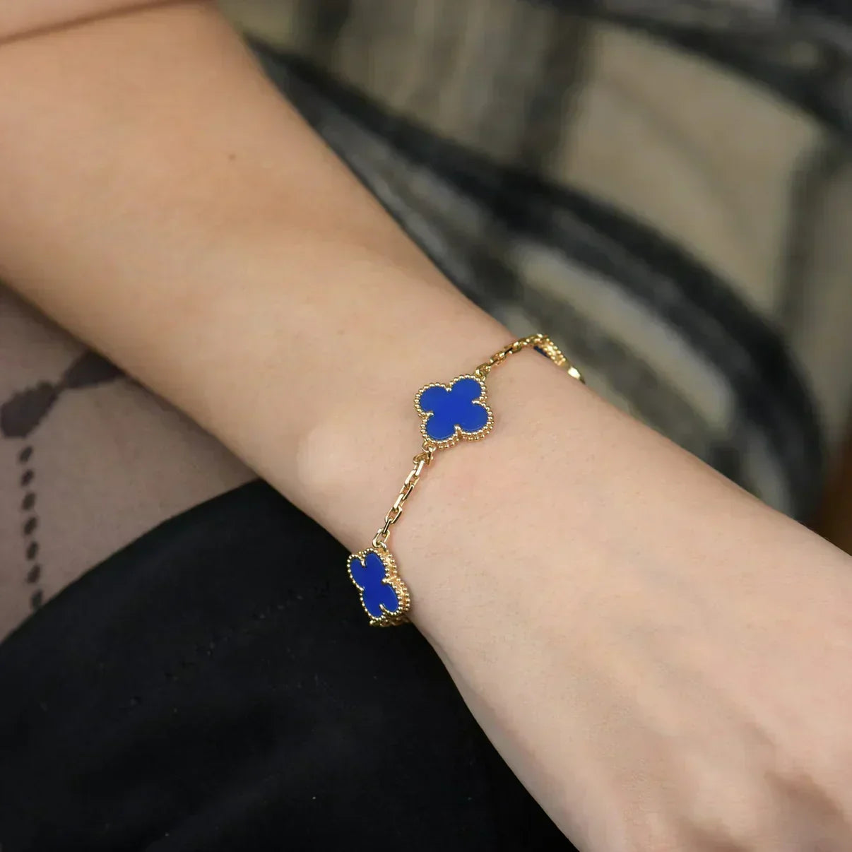 [Rose Tomorrow] CLOVER 5 MOTIF BLUE AGATE BRACELET COLLECTION