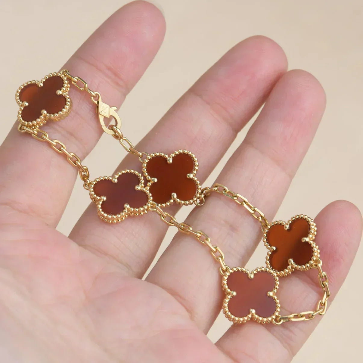 [Rose Tomorrow] CLOVER 5 MOTIF RED CORNELIAN BRACELET COLLECTION