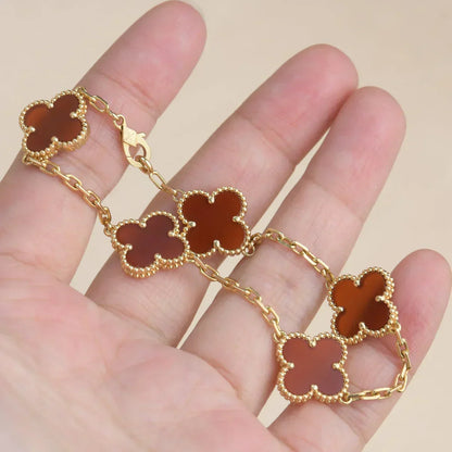 [Rose Tomorrow] CLOVER 5 MOTIF RED CORNELIAN BRACELET COLLECTION