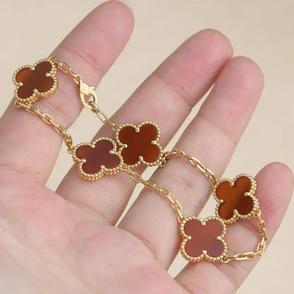 [Rose Tomorrow] CLOVER 5 MOTIF RED CORNELIAN BRACELET COLLECTION