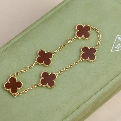 [Rose Tomorrow] CLOVER 5 MOTIF RED CORNELIAN BRACELET COLLECTION