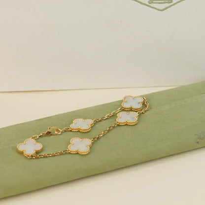 [Rose Tomorrow]CLOVER WHITE PEARL MOP 5 MOTIF BRACELET COLLECTION