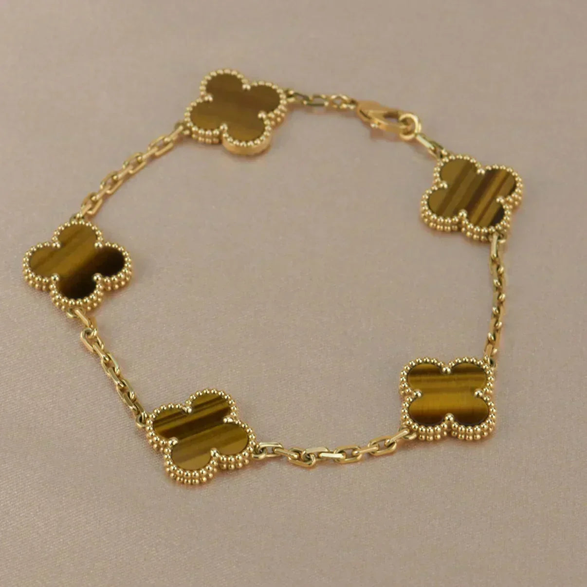 [Rose Tomorrow] CLOVER 5 MOTIFS TIGER EYE BRACELET COLLECTION