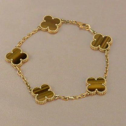 [Rose Tomorrow] CLOVER 5 MOTIFS TIGER EYE BRACELET COLLECTION