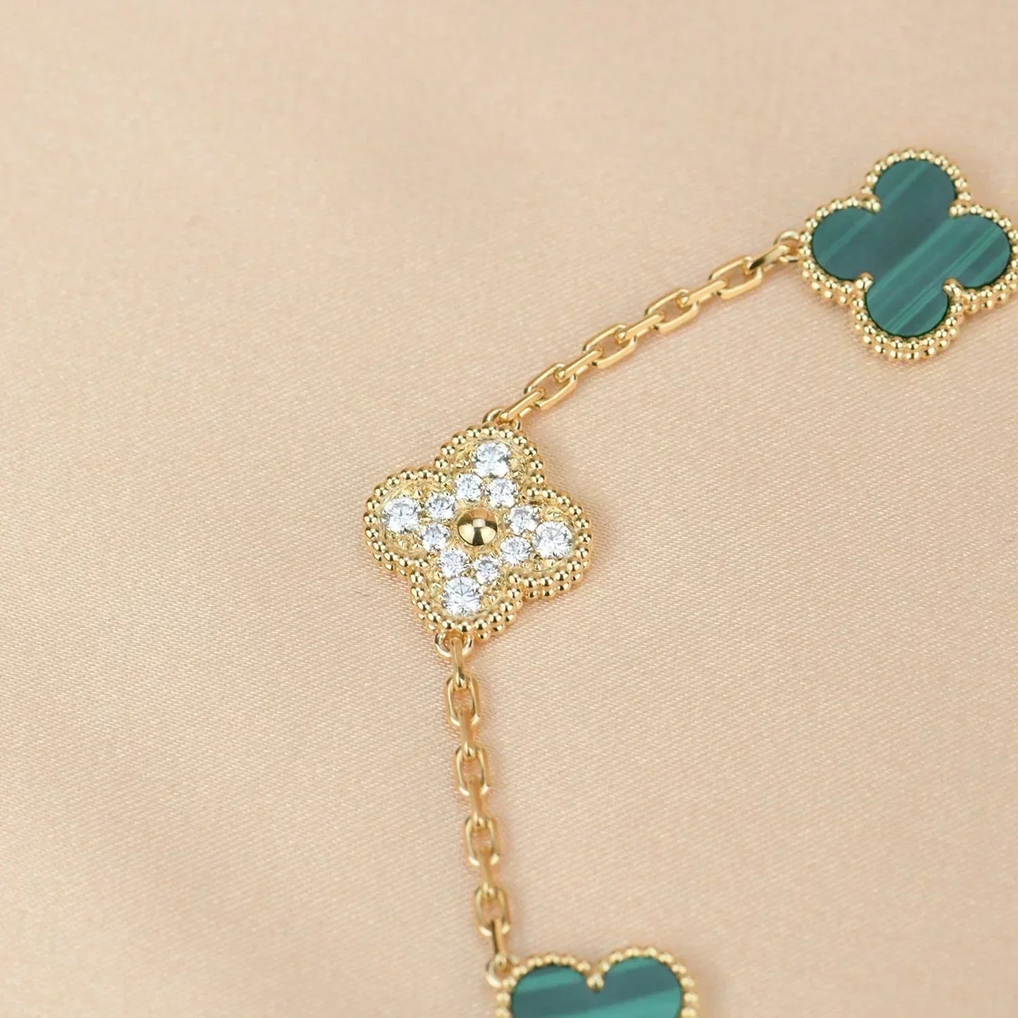 [Rose Tomorrow] CLOVER 5 MOTIF MALACHITE BRACELET COLLECTION