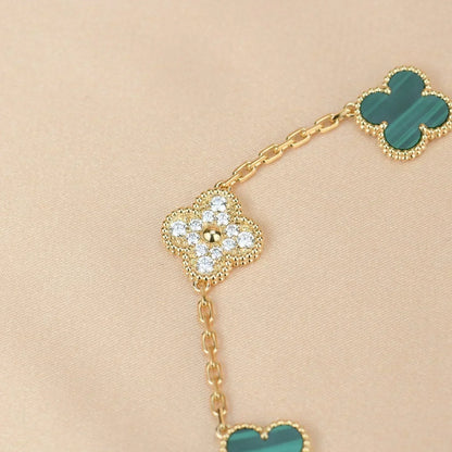 [Rose Tomorrow] CLOVER 5 MOTIF MALACHITE BRACELET COLLECTION