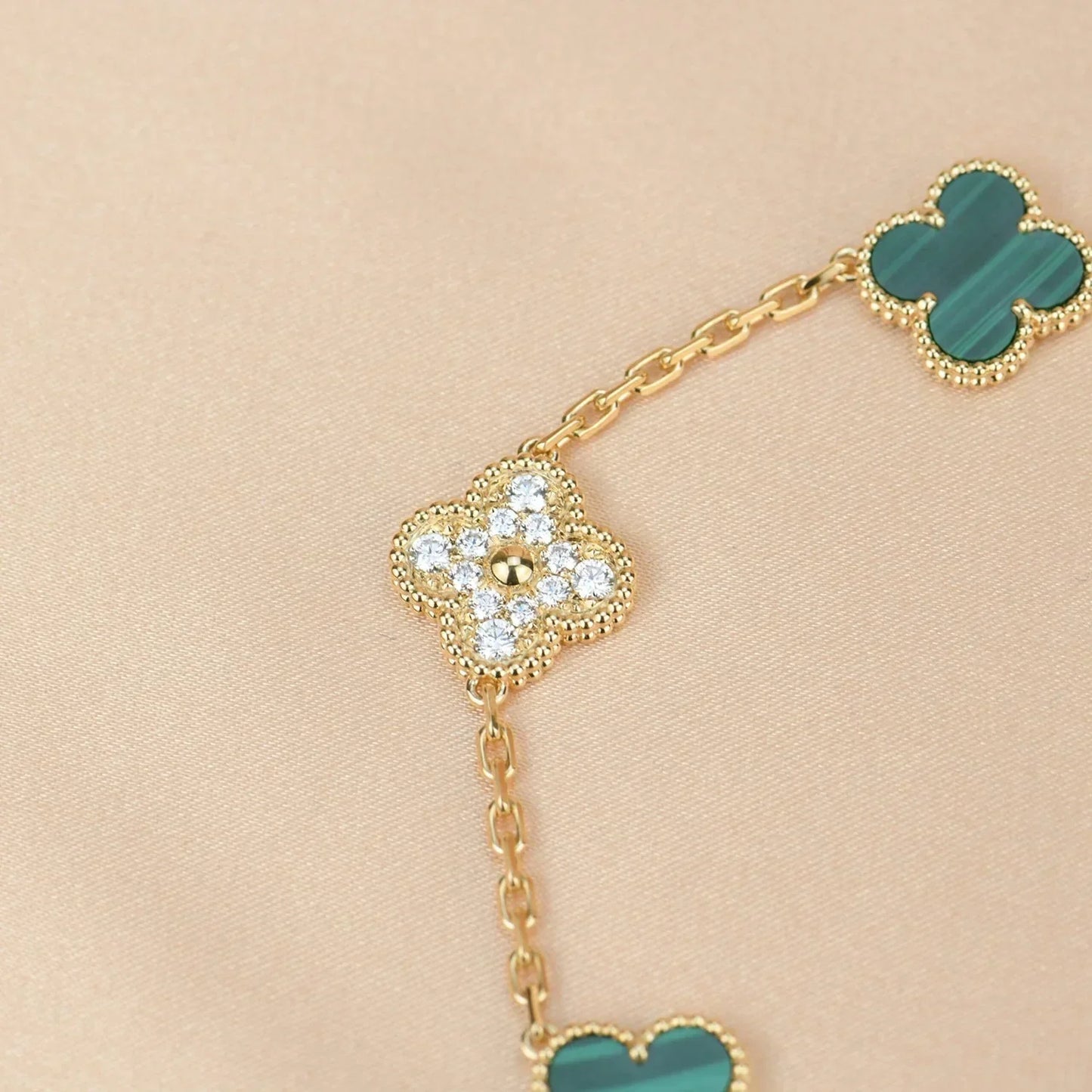[Rose Tomorrow] CLOVER 5 MOTIF MALACHITE BRACELET COLLECTION