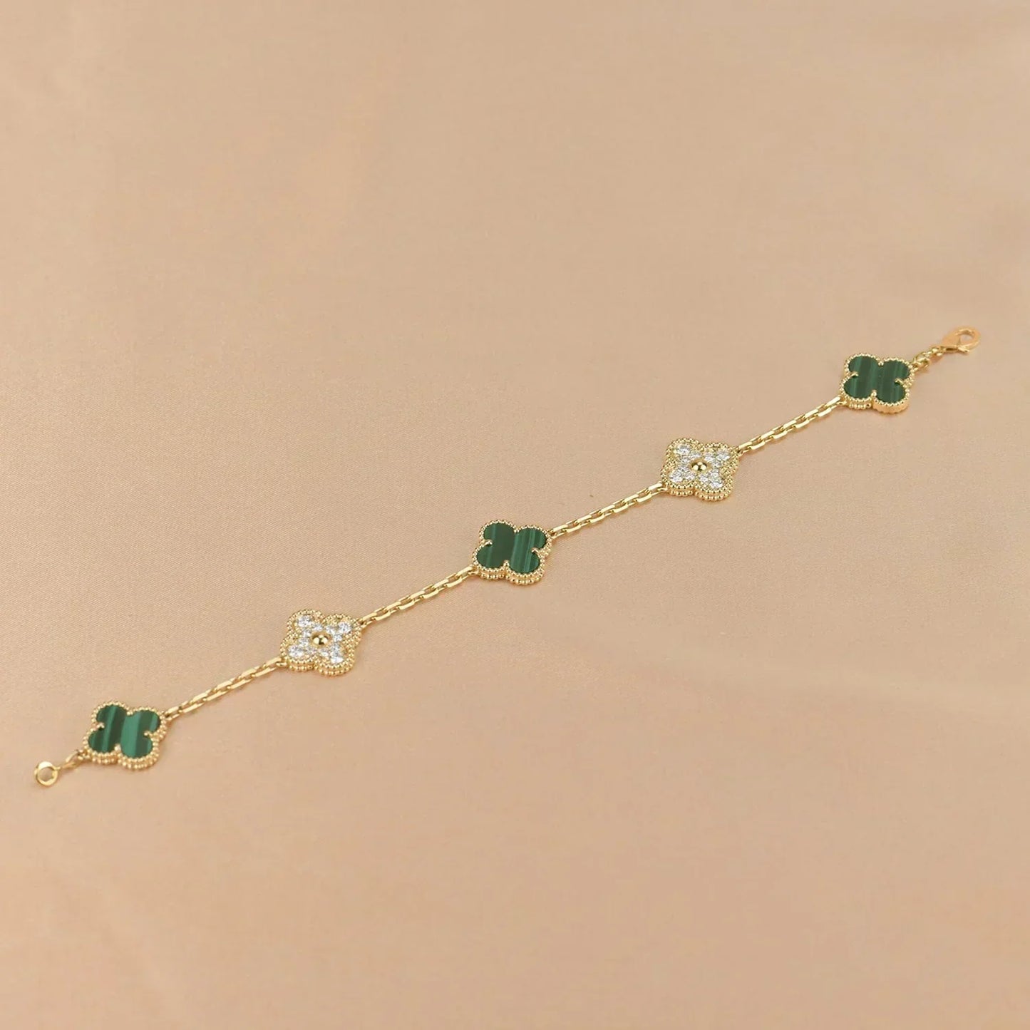 [Rose Tomorrow] CLOVER 5 MOTIF MALACHITE BRACELET COLLECTION