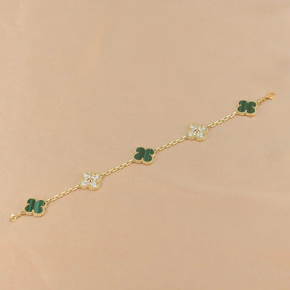 [Rose Tomorrow] CLOVER 5 MOTIF MALACHITE BRACELET COLLECTION