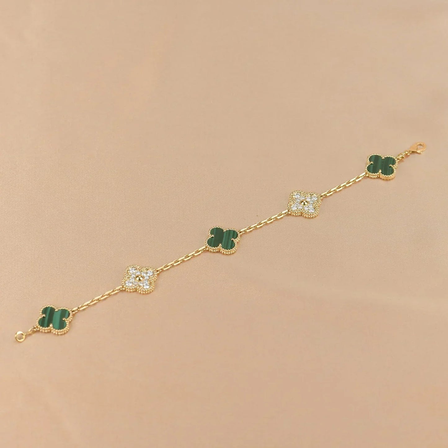[Rose Tomorrow] CLOVER 5 MOTIF MALACHITE BRACELET COLLECTION