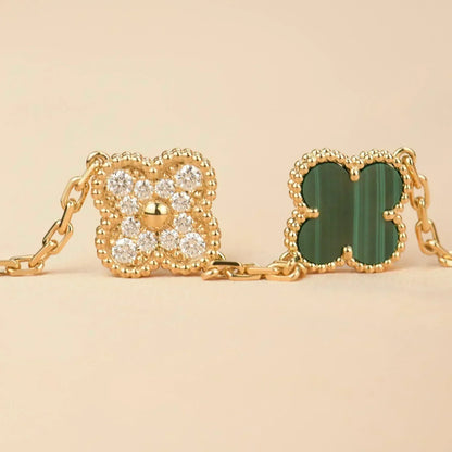 [Rose Tomorrow] CLOVER 5 MOTIF MALACHITE BRACELET COLLECTION
