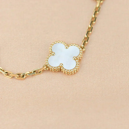 [Rose Tomorrow]CLOVER WHITE PEARL MOP 5 MOTIF BRACELET COLLECTION