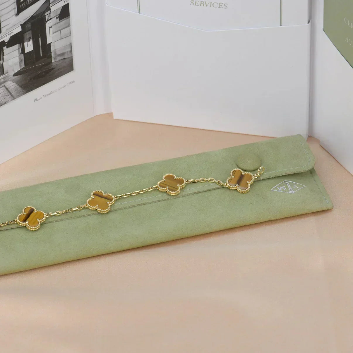 [Rose Tomorrow] CLOVER 5 MOTIFS TIGER EYE BRACELET COLLECTION