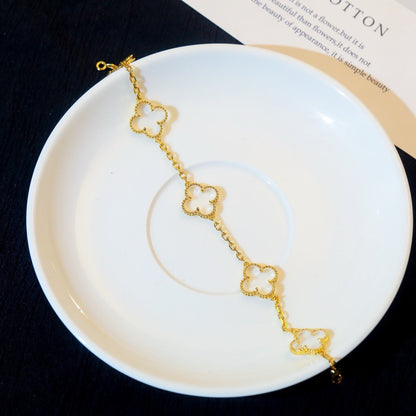 [Rose Tomorrow]CLOVER 5 MOTIF ROCK CRYSTAL BRACELET