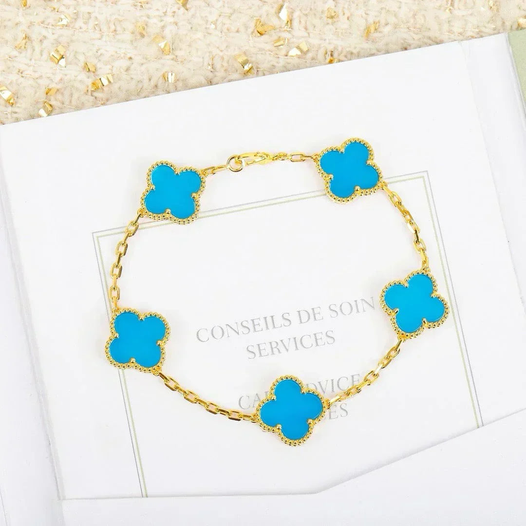 [Rose Tomorrow] CLOVER 5 MOTIF TURQUOISE BRACELET COLLECTION