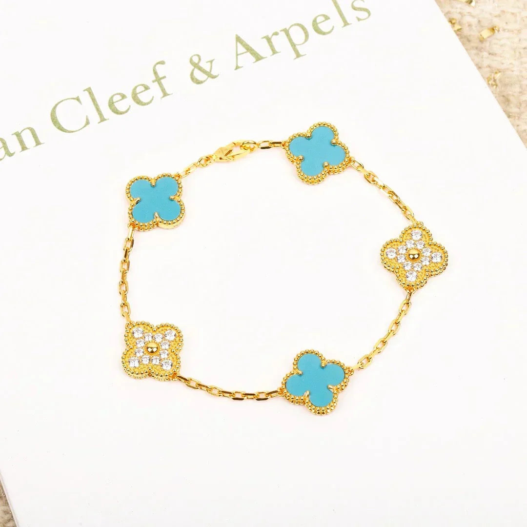 [Rose Tomorrow] CLOVER 5 MOTIF TURQUOISE BRACELET COLLECTION