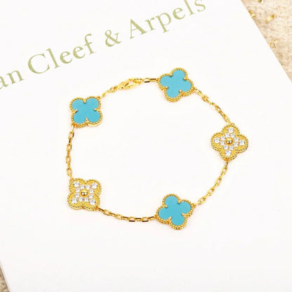 [Rose Tomorrow] CLOVER 5 MOTIF TURQUOISE BRACELET COLLECTION