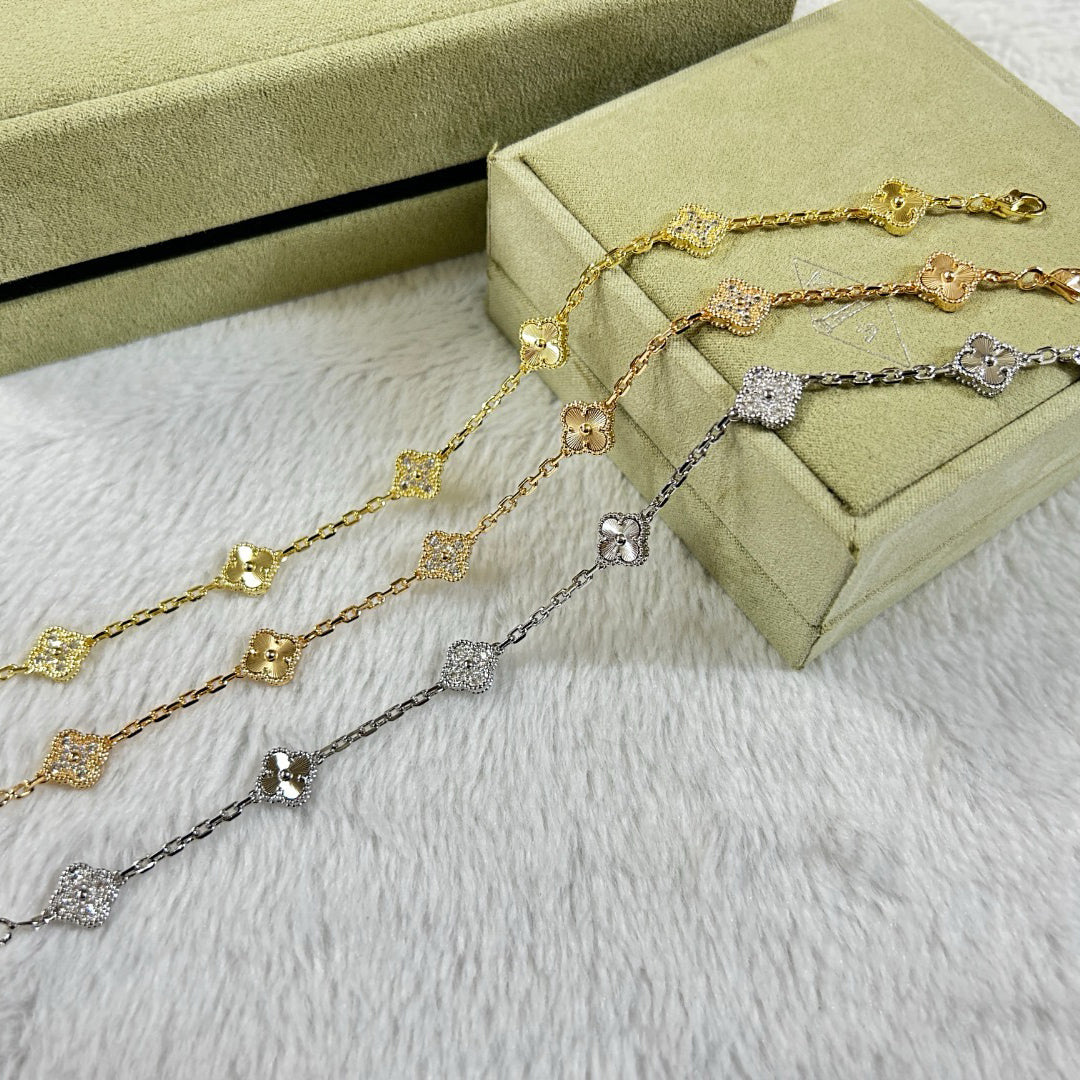 [Rose Tomorrow]CLOVER 6 MOTIF DIAMOND LASER BRACELET