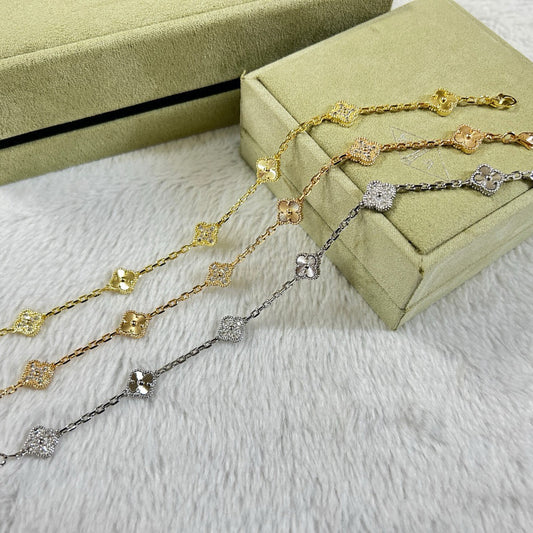 [Rose Tomorrow]CLOVER 6 MOTIF DIAMOND LASER BRACELET