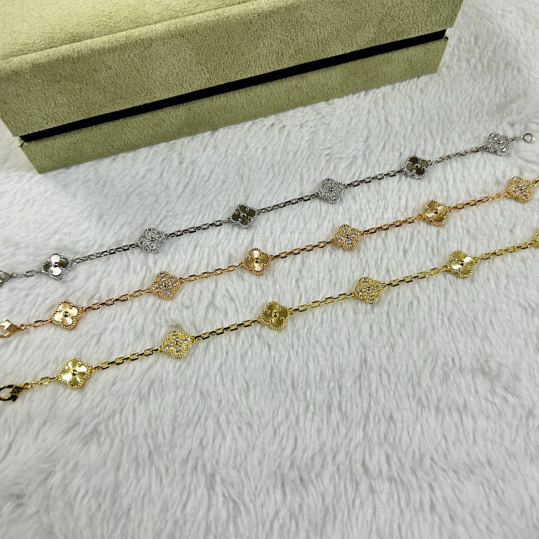 [Rose Tomorrow]CLOVER 6 MOTIF DIAMOND LASER BRACELET