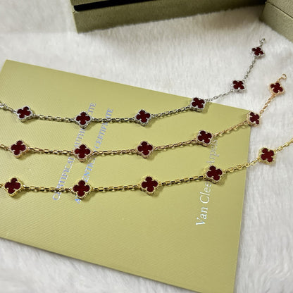 [Rose Tomorrow]CLOVER 6 MOTIF RED AGATE BRACELET