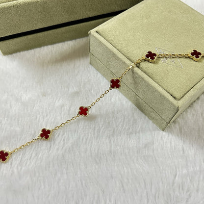 [Rose Tomorrow]CLOVER 6 MOTIF RED AGATE BRACELET