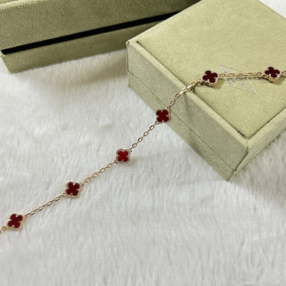 [Rose Tomorrow]CLOVER 6 MOTIF RED AGATE BRACELET