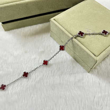 [Rose Tomorrow]CLOVER 6 MOTIF RED AGATE BRACELET