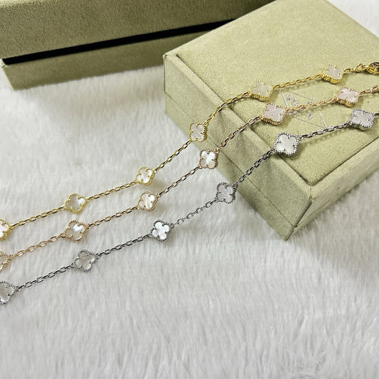 [Rose Tomorrow]CLOVER 6 MOTIF WHITE MOP BRACELET