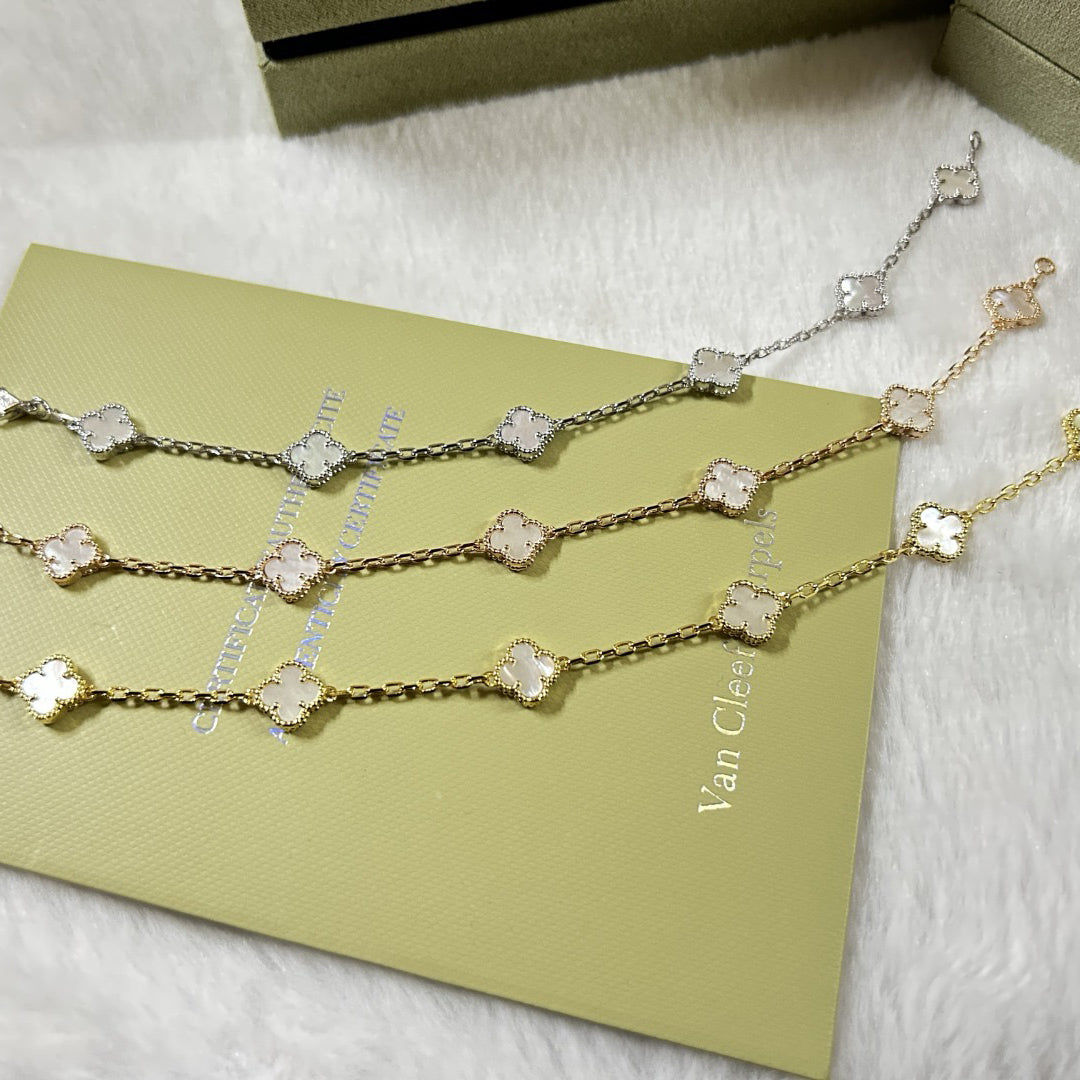 [Rose Tomorrow]CLOVER 6 MOTIF WHITE MOP BRACELET