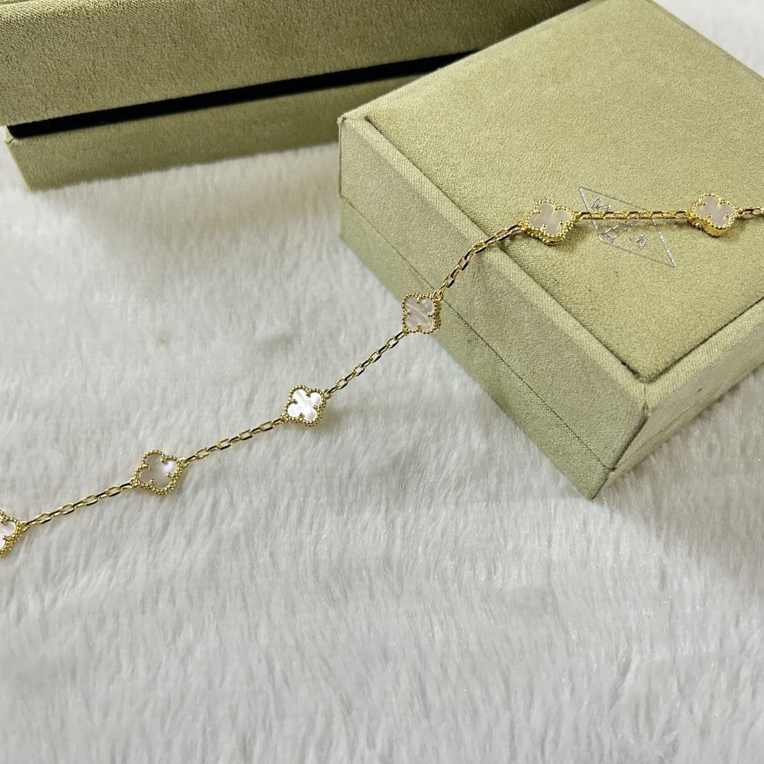 [Rose Tomorrow]CLOVER 6 MOTIF WHITE MOP BRACELET