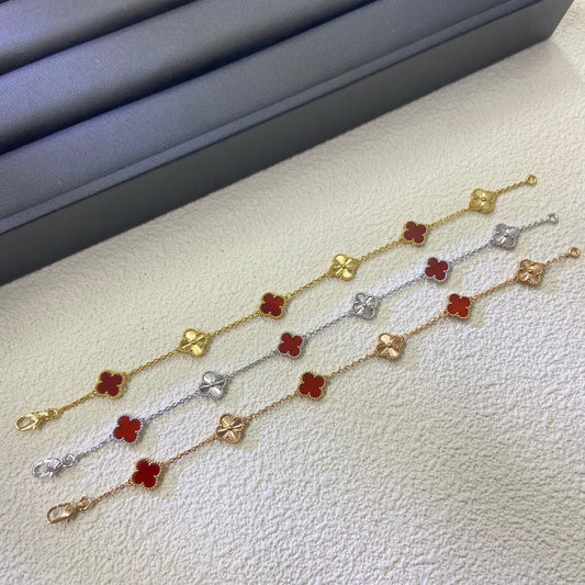 [Rose Tomorrow]CLOVER 6 MOTIF RED AGATE LASER BRACELET