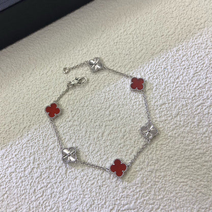 [Rose Tomorrow]CLOVER 6 MOTIF RED AGATE LASER BRACELET