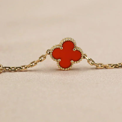 [Rose Tomorrow] CLOVER 5 MOTIF RED CORNELIAN BRACELET COLLECTION