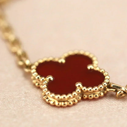 [Rose Tomorrow] CLOVER 5 MOTIF RED CORNELIAN BRACELET COLLECTION