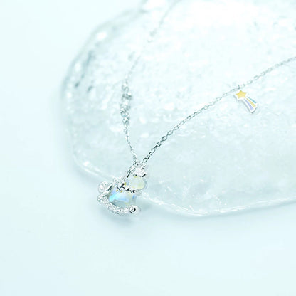 925 Silver Pony Necklace with Crystal